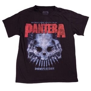 Pantera Domination Graphic T Shirt Mens Large Black Good Band Tee Skull Metal
